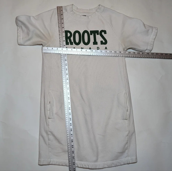 Roots White Green Logo Crew Neck Short Sleeve Sweater Dress XS - Picture 4 of 9